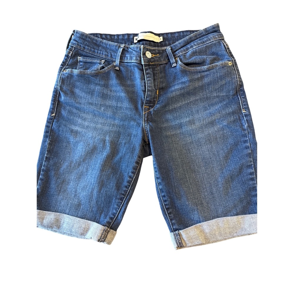Levis Womens Medium Wash Denim Bermuda Cuffed Shorts Size 4 W27